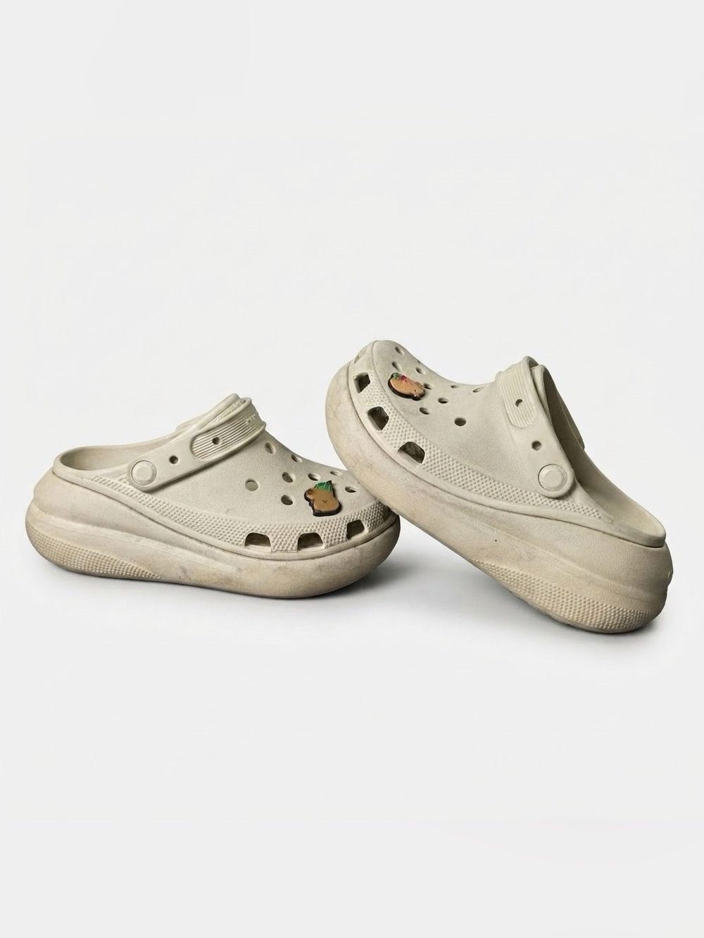 Crocs Baya Platform Clogs (Bone / Off-White, Men's 5 / Women's 7)